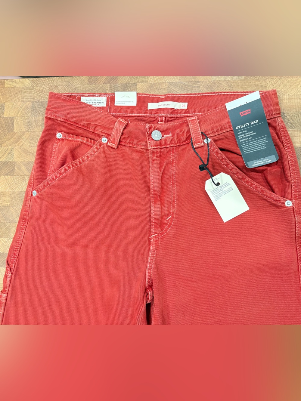 Levi's Women's Red High-Rise Utility Jeans
